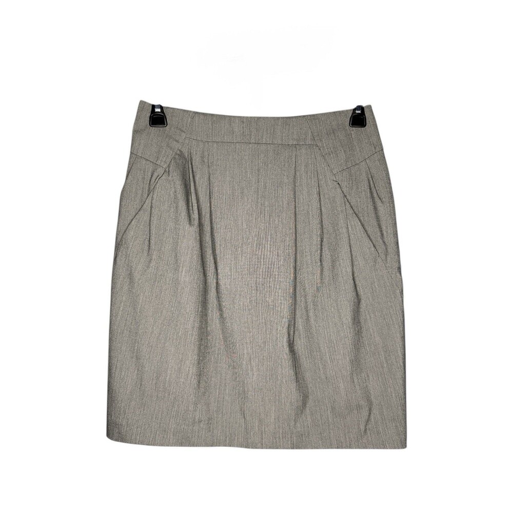 Worthington Pleated Pencil Skirt Gray Black Pockets Size 8 Lined Business Casual